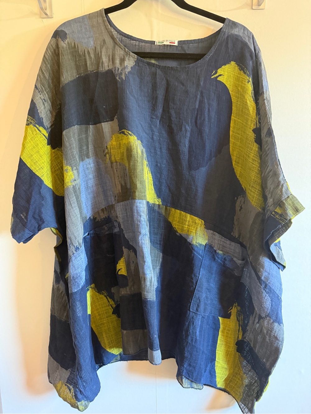 Made in Italy 100% Cotton Oversized Abstract Lagenlook Tunic Top XL 1X 2X